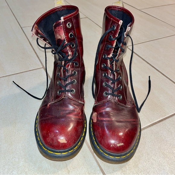Dr. Martens Burgundy Vegan 1460 Boots - Size 8L/7M - Picture 2 of 7
